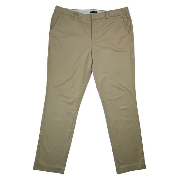 Lands End Womens 16 Pants Mid Rise Straight Leg Chino Crop Pants Tan Khaki - Picture 1 of 11